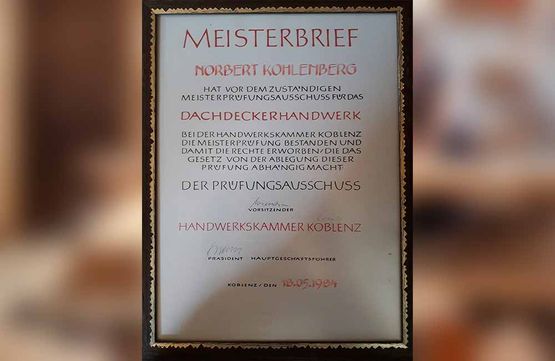 Meisterbriefe der Familie Kohlenberg